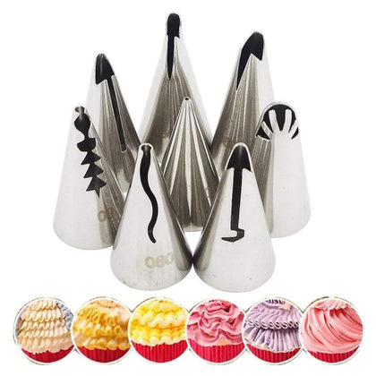 RoseFlower 7 PCS Skirt Piping Tips Set - Stainless Steel Piping Nozzles Kit for Pastry Cupcakes Cakes Cookies Decorating Supplies Baking Set #5