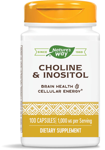Nature's Way Choline & Inositol, Brain Health, Cellular Energy, 1,000 mg per Serving, 100 Capsules