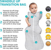 Medium size fits babies from 13 lbs. up to 18.5 lbs., approximately 3-6 months. The Swaddle UP 50/50 Transition Bag Original is 1.0 TOG. All seams are sewn on the outside and the zipper is protected so there is nothing rough against baby's skin.
