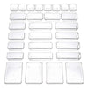 Byomostor 28PCS Clear Plastic Drawers Organizer in 4 Sizes, Ultimate Drawer Organizer Bins for Bathroom, Vanity, Junk Drawer, Office - Store Makeup, Jewelries, Supplies, and Tools with Ease