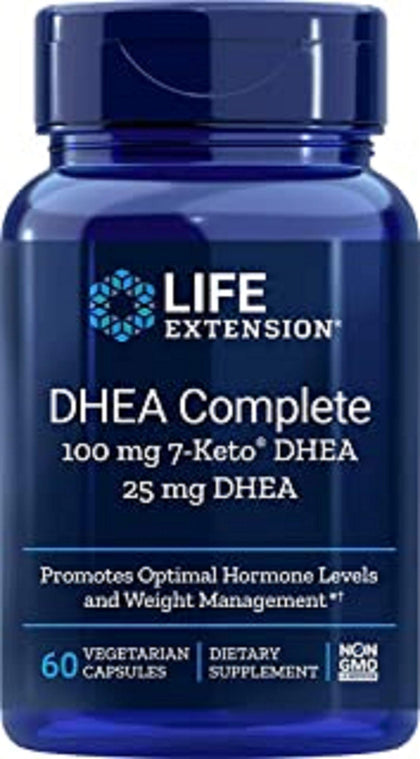 Life Extension DHEA Complete, 100 mg 7-Keto DHEA, 25 mg DHEA, 60 Capsules