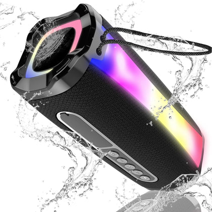 neza Portable Bluetooth Speaker, 20W HD Loud Stereo Sound Wireless Speaker, 18H Playtime Bluetooth Speakers with RGB Flashing Lights, Bluetooth 5.1, IPX7 Waterproof Speakers for Travel/Home/Outdoors