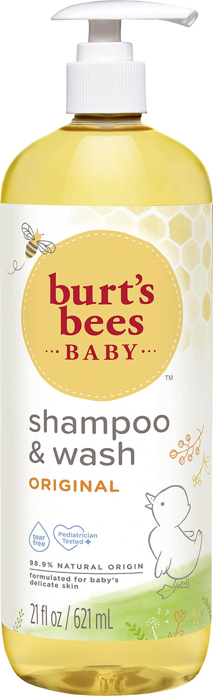 Burt's Bees Baby Shampoo & Wash, Tear Free Non Irritating Soap, Gentle Plant Based Formula, Pediatrician Tested, Original - 21 oz
