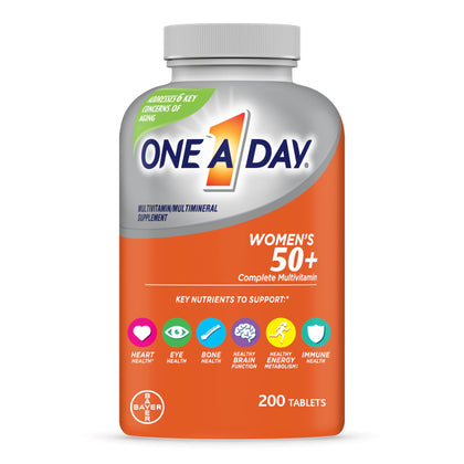 One A Day Women's 50+ Multivitamins Tablet, Multivitamin for Women with Vitamin A, C, D, E and Zinc for Immune Health Support*, Calcium & more, 200 Count (Expiry -8/31/2025)