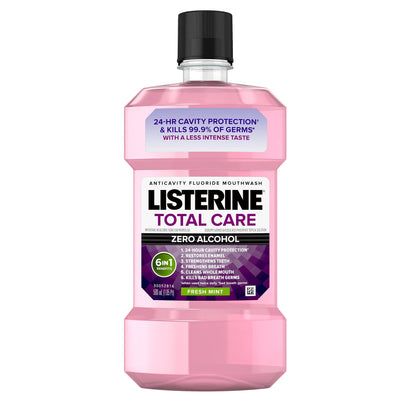Listerine Total Care Zero Anticavity Mouthwash For Fresher Breath, Fresh Mint, 500 ml (Pack of 2)
