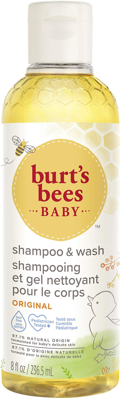 Burt's Bees Baby Shampoo and Wash | Baby Wash for Hair and Body | Gentle for Daily Care | Tear Free Baby Bath | Paediatrician-Tested | Original | 236 ml