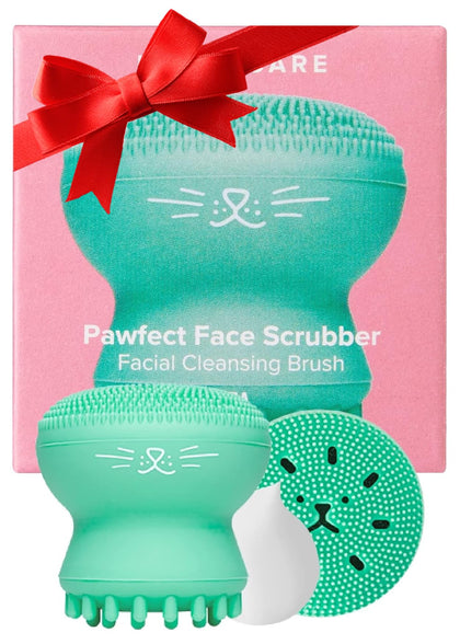 I Dew Care Cleansing Tool - Pawfect Face Scrubber | 3-in-1 Cute Silicone Pore Cleanser, Exfoliator, and Massager with Sponge, Sweet Valentine's Day Gift