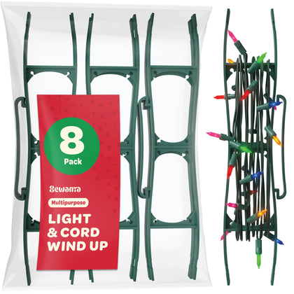 SEWANTA Christmas Lights Storage Holder [Set of 8] All-Purpose Light Cord Wind up - Holiday Light Storage - Christmas Light Organizer for Extensions Cords, Garland, Beads - Made in USA