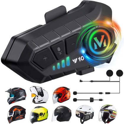 FEYA Motorcycle Helmet Speakers High Battery Life Helmet Headphone IPX6 Automatic Answer/Call Music Control/Intelligent Noise/Wake up Siri, 2 Different Types of Mic?Compatible with All Helmets?
