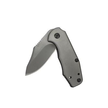 Kershaw Ember Pocket Knife, 2 Stainless Steel Blade with Assisted Opening, Stainless Steel Handle with Deep-Carry Pocketclip, Small Folding Knife