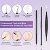 Pimple Popper Tool Kit,10 Pcs Professional Blackhead Remover Comedones Extractor for Easy Removal for Pimples,Blackheads,Zit Removing, Facial and Nose, Acne Removal Kit with Metal Box (Black)