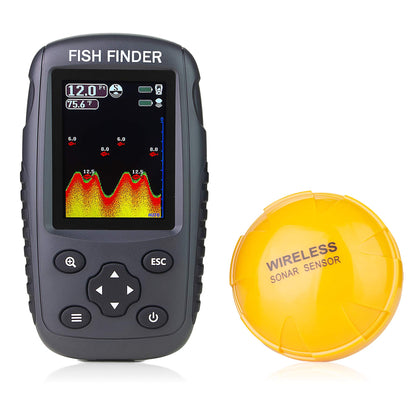 Venterior Portable Rechargeable Fish Finder Wireless Sonar Sensor Fishfinder Depth Locator with Fish Size, Water Temperature, Bottom Contour, Color Display