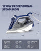 OMAIGA Steam Iron for Clothes, 1750W Clothes Iron with 13.52oz Large Water Tank, Rapid Heating Ceramic Soleplate, Clothing Iron with 3-Way Auto-Off, Self-Cleaning, Anti-calc Function