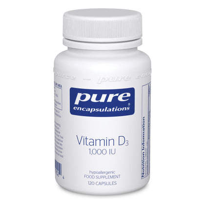 Pure Encapsulations Vitamin D3 25 mcg (1,000 IU) - Supplement to Support Bone, Joint, Breast, Heart, Colon & Immune Health - with Premium Vitamin D - 120 Capsules