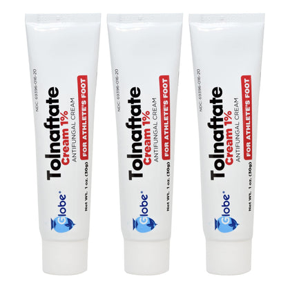 Globe Tolnaftate 1%, 1 Oz Antifungal Treatment, Proven Clinically Effective on Most Athletes Foot and Ringworm (3 Pack)