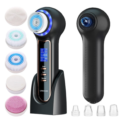 UMICKOO Face Scrubber Exfoliator with LCD Screen,Rechargeable Facial Cleansing Brush IPX7 Waterproof 3 in 1 Blackhead Remover Vacuum for Exfoliating,Massaging and Deep Pore Cleansing