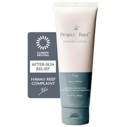 Project Reef After Sun Cooling Lotion with Organic Aloe Vera and Peppermint - Vegan, Refreshing Sunburn Care with Natural Ingredients, Aloe Aftersun Skin Rehydration, Includes Shea Butter & Vitamin E