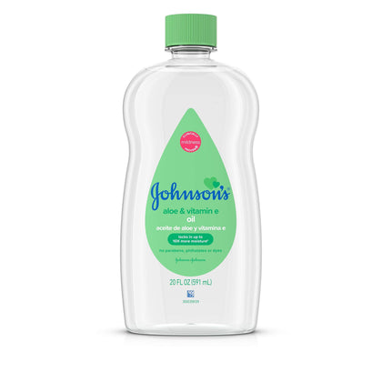 Johnson's Baby Oil, Mineral Oil Enriched with Aloe Vera and Vitamin E, 20 fl. oz