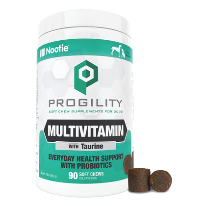 Nootie PROGILITY Daily Multivitamin Chews for Dogs - Supports Health with Taurine- For All Dog Sizes - 90 ct. - Sold in Over 4,000 Pet Stores