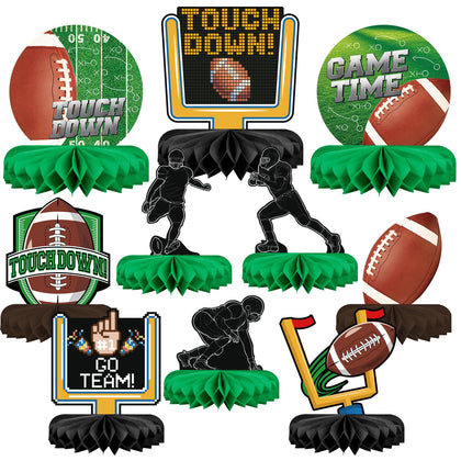 10PCS Football Party Decorations Football Table Centerpiece Football Honeycomb Centerpieces Table Toppers for Football Birthday Party Football Gameday Tailgate Party Supplies