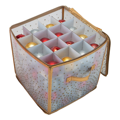 Simplify 64 Count Ornament Storage Box | Plastic | Decorative Organizer | Storage Bin | Gold | L12 x W12 x H12