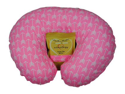 Adorology Nursing Pillow Slipcover, Pink Arrow Design, Maternity Breastfeeding Newborn Infant Feeding Cushion Cover Case, Baby Shower for New Moms