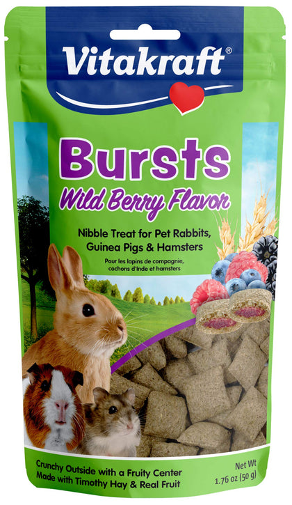 Vitakraft Bursts Small Animal Treats - Wild Berry Snacks - for Rabbits, Guinea Pigs, and Hamsters 1.76 Ounce (Pack of 1)