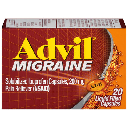 Advil Migraine Liquid Filled Capsules, Brown, 20 Count (Expiry -7/31/2024)