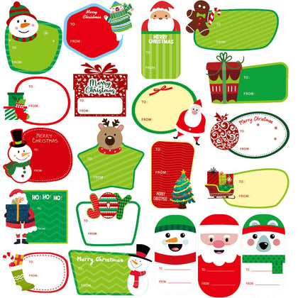 Guyarns Christmas Gift Tags,128 Pcs Christmas Tags for Gifts Self Adhesive Christmas Name Tags Stickers with 128 Designs Festival Birthday Wedding Holiday Decor