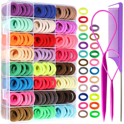 Baby Hair Ties 24 Colors, YGDZ 280 PCS Cotton Toddler Hair Ties, Elastics Hair bands with Organizer Box, Seamless Small Hair Bands, Soft Mini Ponytail Holders, Hair Accessories for Girls, Baby, Kids