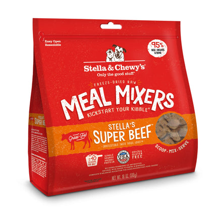 Stella & Chewy's Freeze Dried Raw Super Beef Meal Mixer - Dog Food Topper for Small & Large Breeds - Grain Free, Protein Rich Recipe - 18 oz Bag