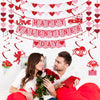 Valentines Day Decor - Valentines Decorations Set - No DIY Red Pink White Felt Heart Garland Banner Hanging Swirls for Valentines Wedding Anniversary Party Decor Supplies