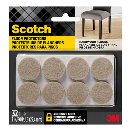 Scotch Felt Pads 32 PCS Beige, Felt Furniture Pads for Protecting Hardwood Floors, 1