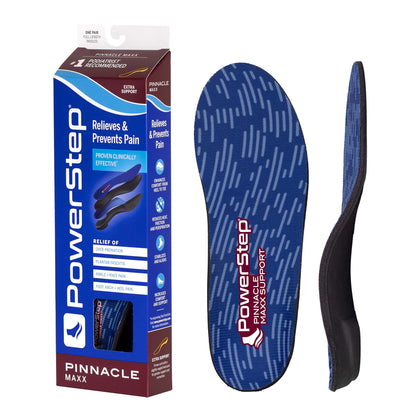 Powerstep Pinnacle Maxx Orthotic Insoles - Orthotics for Overpronation with Maximum Stability & Comfort - Firm + Flexible Angled Heel Style to Help Flat Feet - Heavy Duty Inserts (M 6-6.5, F 8-8.5)