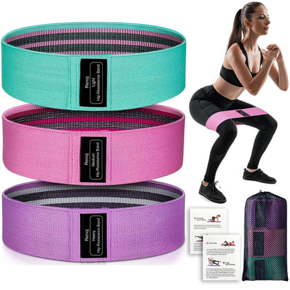 Renoj Resistance Bands for Working Out, Exercise Bands Workout, 3 Booty Bands for Women Legs and Glutes, Pilates Flexbands, Yoga Starter Set (Pink)