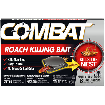 Combat Roach Killing Bait Stations for Small and Large Roaches, 6 Count (Pack of 1)