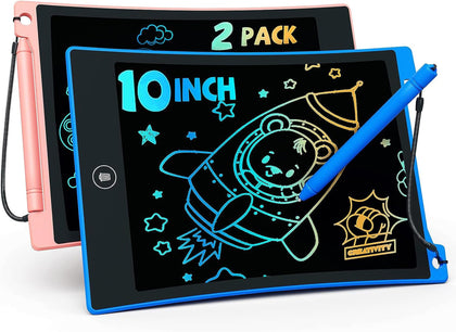 TEKFUN Kids Toys, 2 Pack LCD Writing Tablet with Anti-Lost Stylus,10in Coloring Doodle Board Magic Drawing Pad, Car Trip Educational Toys Birthday Gift for 3 4 5 6 7 Girls Boys Toddlers