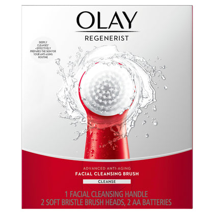 Olay Facial Cleansing Brush Regenerist, Face Exfoliator with 2 Brush Heads