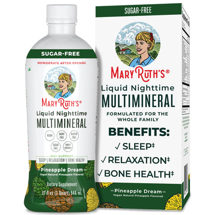MaryRuth Organics Nighttime Liquid Multimineral Sleep Supplement, 32 Servings, Sugar Free, Calm Magnesium Citrate Sleep, NO Melatonin, Calcium Magnesium Zinc, 4 Flavors Available, Vegan, Gluten Free