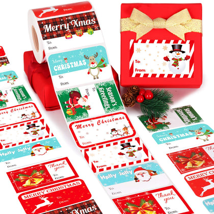 Gift Tag Stickers, Christmas Tags for Gifts 500+ Pcs, Christmas Name Tags - Christmas Stickers, to from Gift Tags Stickers, Gift Sticker Labels Large, 8 Designs Self Adhesive Labels - 2.8
