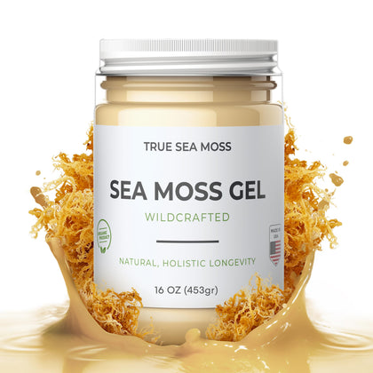 TrueSeaMoss Wildcrafted Irish Sea Moss Gel - Nutritious Organic Raw Seamoss Rich in Minerals, Proteins & Vitamins - Antioxidant Health Supplement, Vegan-Friendly Made in USA (Original, Pack of 1)