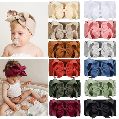 Ayesha Baby Headbands Baby Girl Hair Bows Headbands Soft Nylon Hairbands Hair Accessories for Newborn Toddlers Baby Girls Infant(12Pack)