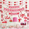 Valentines Day Decor - Valentines Decorations Set - No DIY Red Pink White Felt Heart Garland Banner Hanging Swirls for Valentines Wedding Anniversary Party Decor Supplies