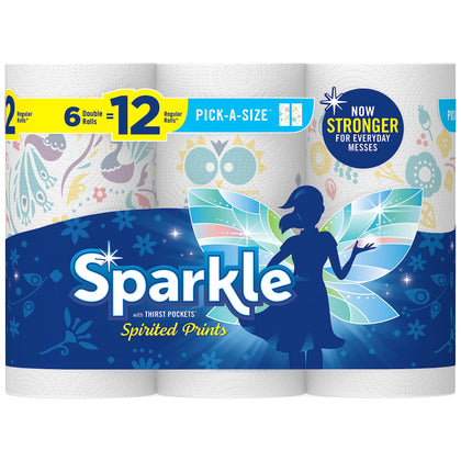 SPARKLE PICK-A-SIZE PAPER TOWELS, 6 DOUBLE ROLLS