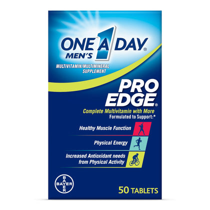 One A Day Mens Pro Edge Multivitamin, Supplement with Vitamin A, Vitamin C, Vitamin D, Vitamin E and Zinc for Immune Health Support* and Magnesium for Healthy Muscle Function, Tablet 50 Count