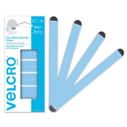 VELCRO Brand Face Mask Extender Straps 4pk Light Blue, 12