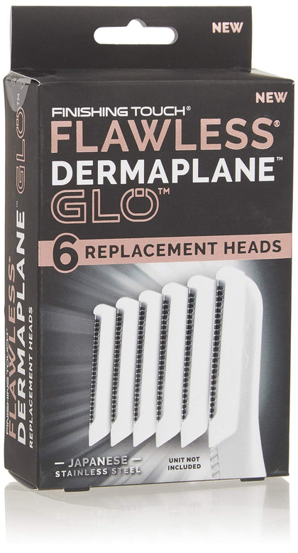 Finishing Touch Flawless Dermaplane Glo Facial Exfoliator Replacement Heads Only, Dermaplane Tool Not Included, White, 6 Count (Packaging may vary)