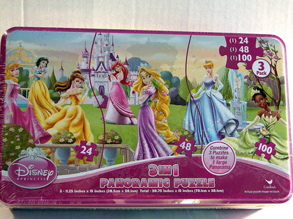 Disney Princess 3 in 1 Panoramic Puzzle (3 Puzzles in 1) - 172 Pieces