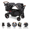 Radio Flyer Voya Stroller Wagon, Double Stroller, 2 High Face-to-Face Seats, Adjustable UV-Protection Canopy, Snack Tray, Gray