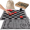Giant Checkers Board Game and Jumbo Tic Tac Toe 3-in-1 Set for Kids and Adults, 24 Chips and Reversible Rug Mat, Family Party Night Board Game, Camping Floor Lawn Game, Indoor and Outdoor Activities
